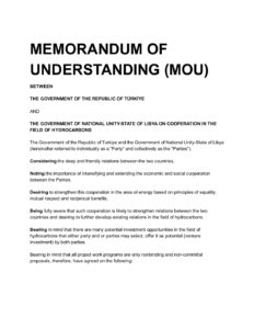 TÜRKİYE LIBYA MEMORANDUM OF UNDERSTANDING pdf